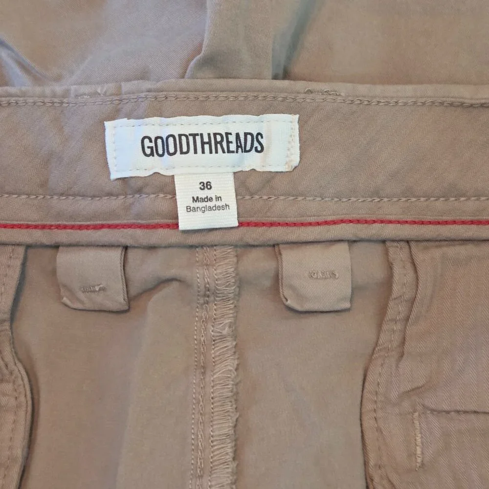Chino Flat Front Khaki Shorts by Goodthreads, Size 36, NWT